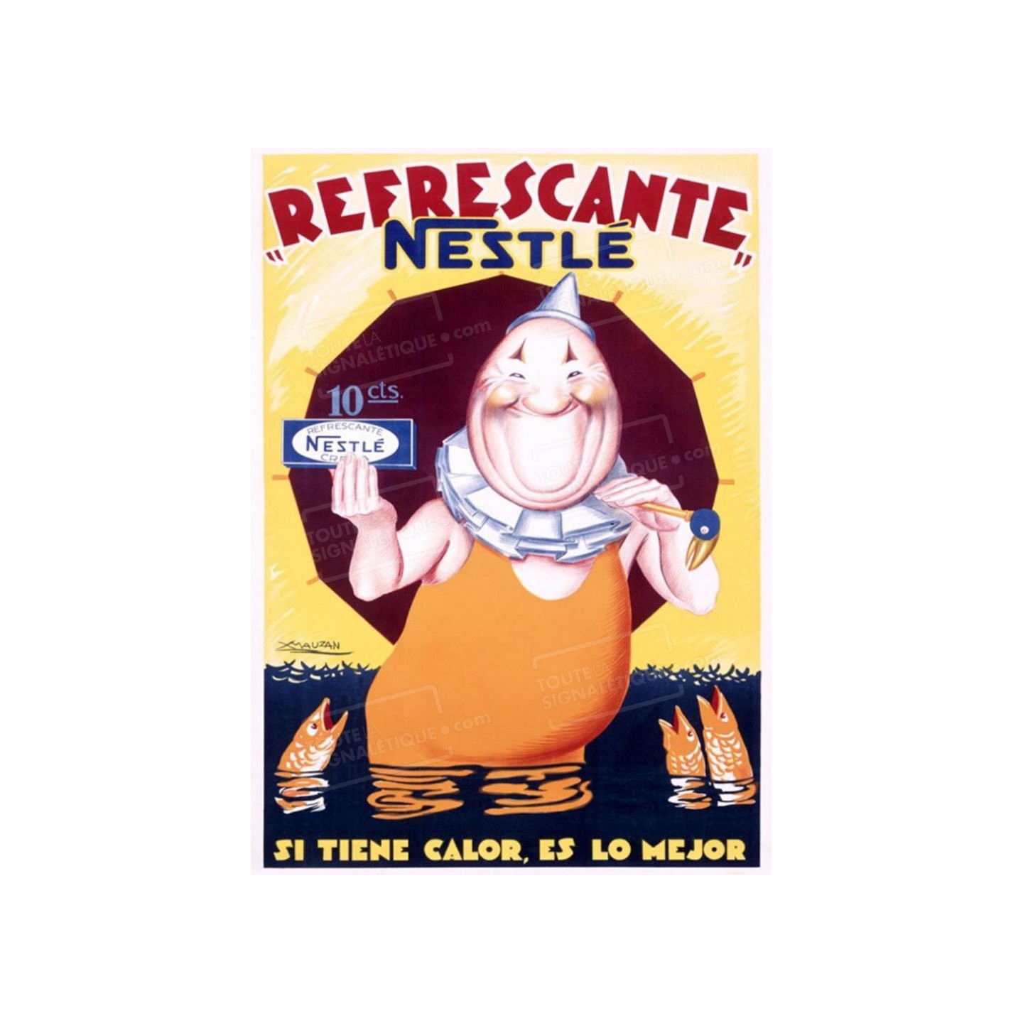 Publicité Vintage  "Refrescante Nestlé" sur plaque alu