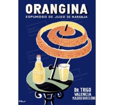 Publicité Vintage "Orangina Naranja" sur plaque alu
