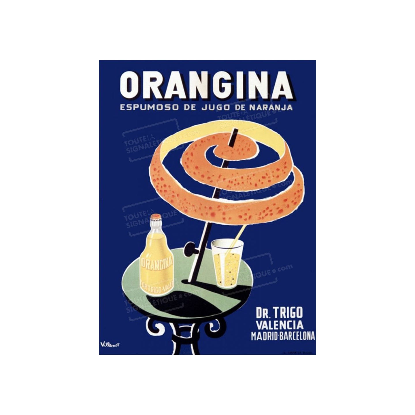 Publicité Vintage  "Orangina Naranja" sur plaque alu