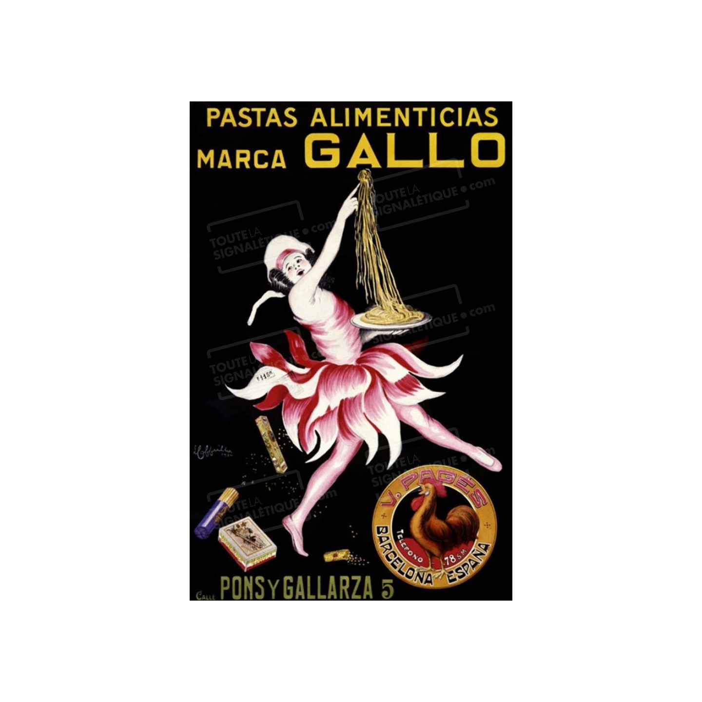 Publicité Vintage  "Pastas Gallo" sur plaque alu