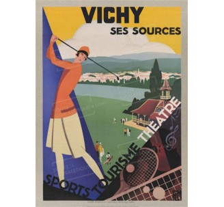 Publicité Vintage "Vichy ses sources" sur plaque alu