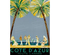 Publicité Vintage "Côte d'Azur toute l'année" sur plaque alu