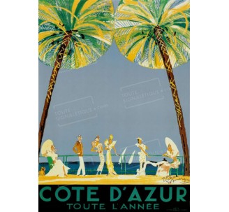 Publicité Vintage "Côte d'Azur toute l'année" sur plaque alu