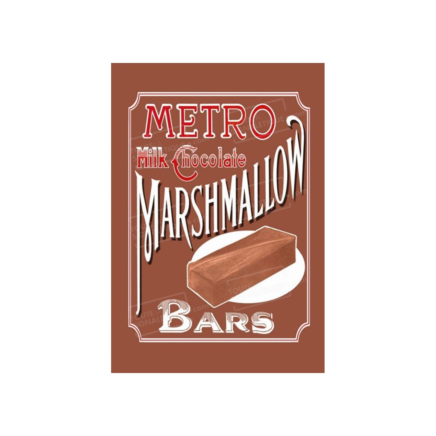 Publicité Vintage  "Metro Marshmallow" sur plaque alu