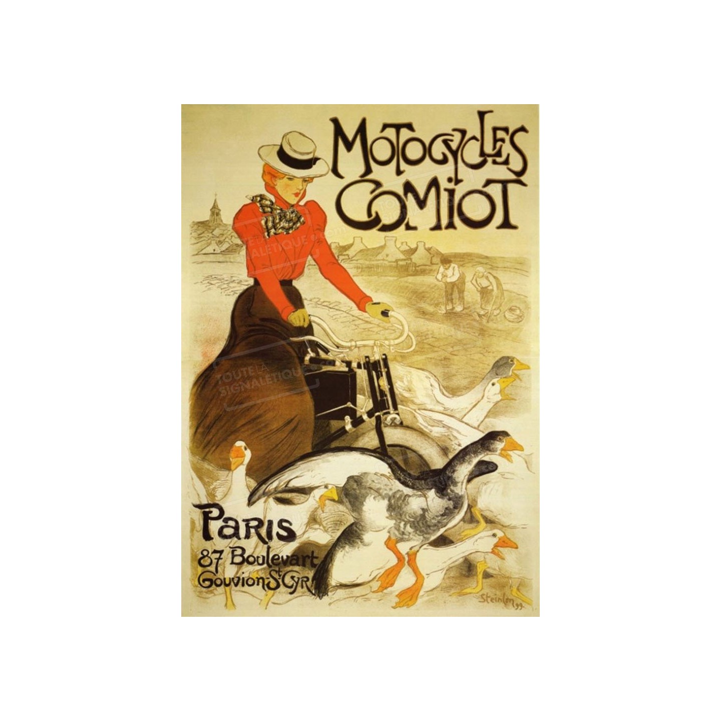 Publicité Vintage  "Motocycles Comiot" sur plaque alu