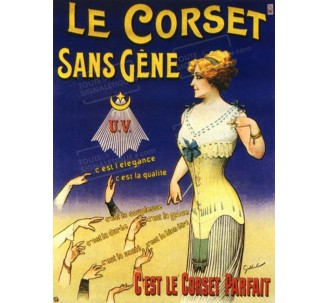 Publicité Vintage "Corset sans gêne" sur plaque alu