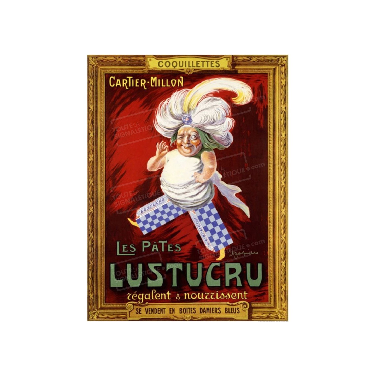 Publicité Vintage  "Cartier Millon Lustucru" sur plaque alu