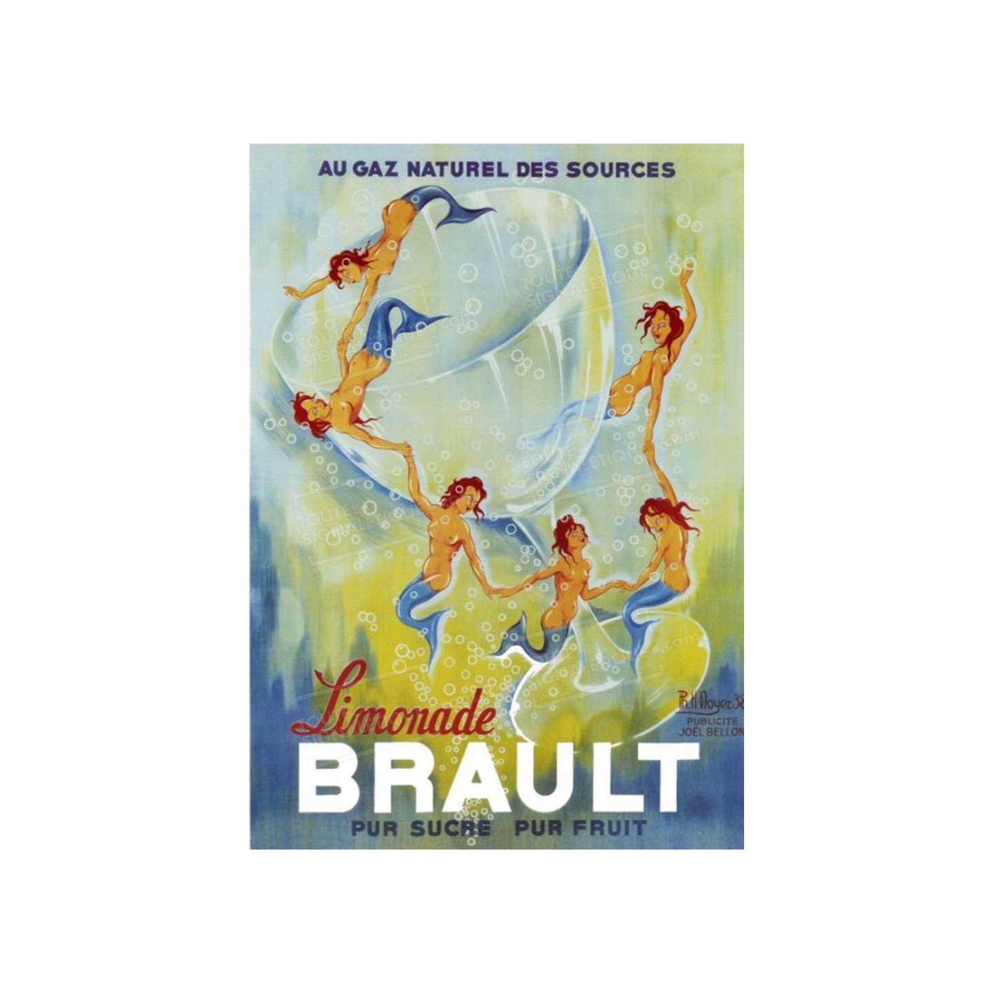 Publicité Vintage  "Limonade Brault" sur plaque alu