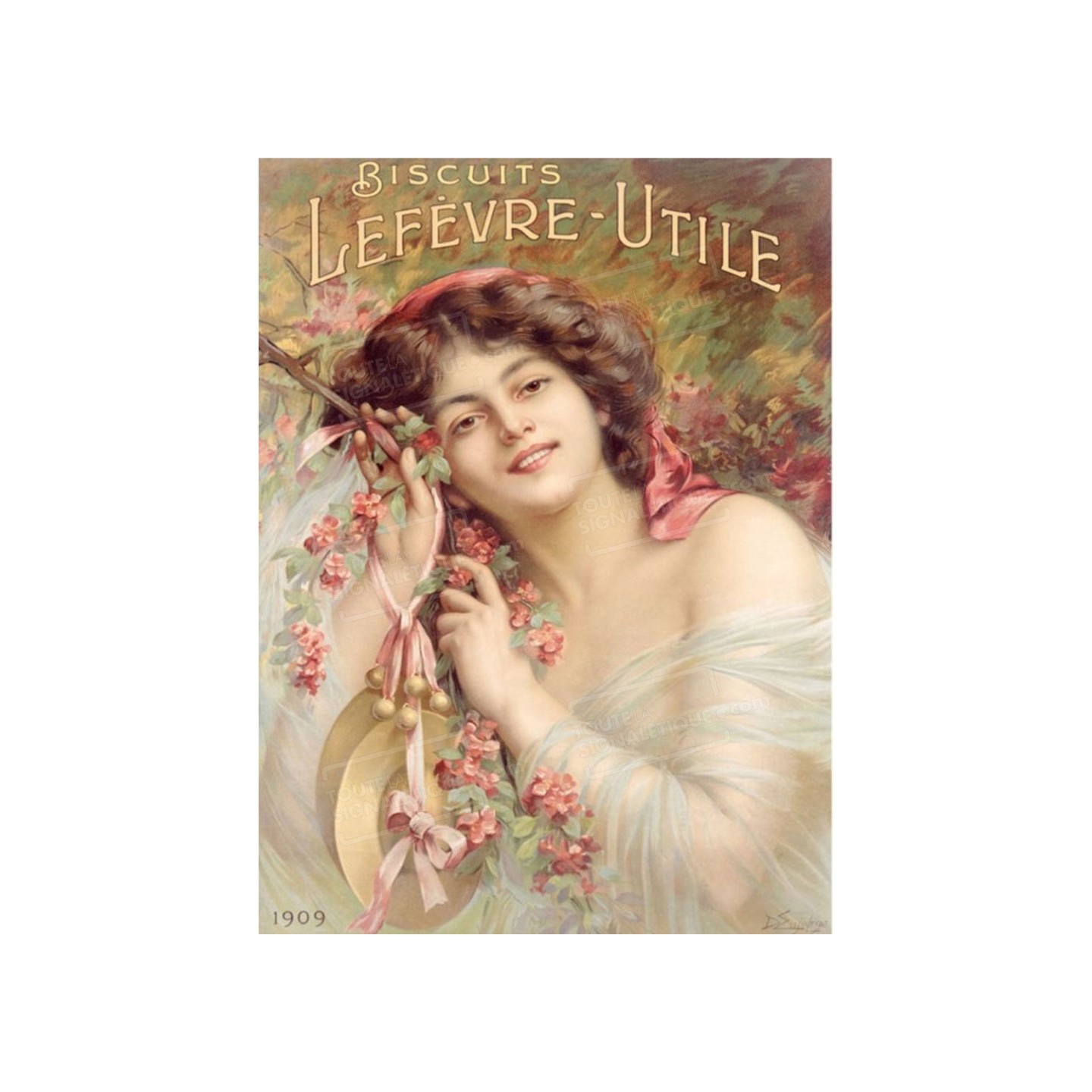 Publicité Vintage  "Biscuit Lebèvre Utile" sur plaque alu