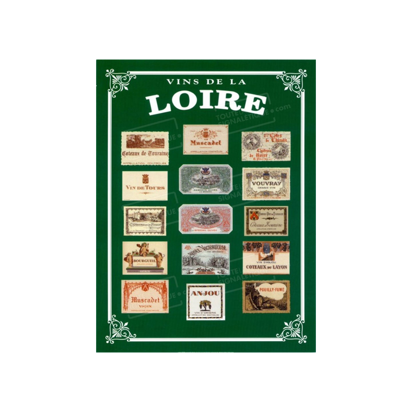 Publicité Vintage  "Vins de Loire" sur plaque alu