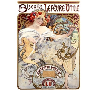 Publicité Vintage "Biscuits LU gaufrette vanille" sur plaque alu