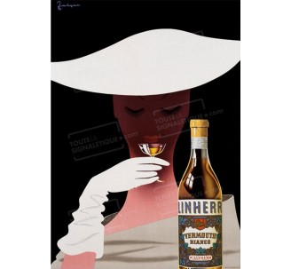 Publicité Vintage "Linherr Vermouth Blanco" sur plaque alu