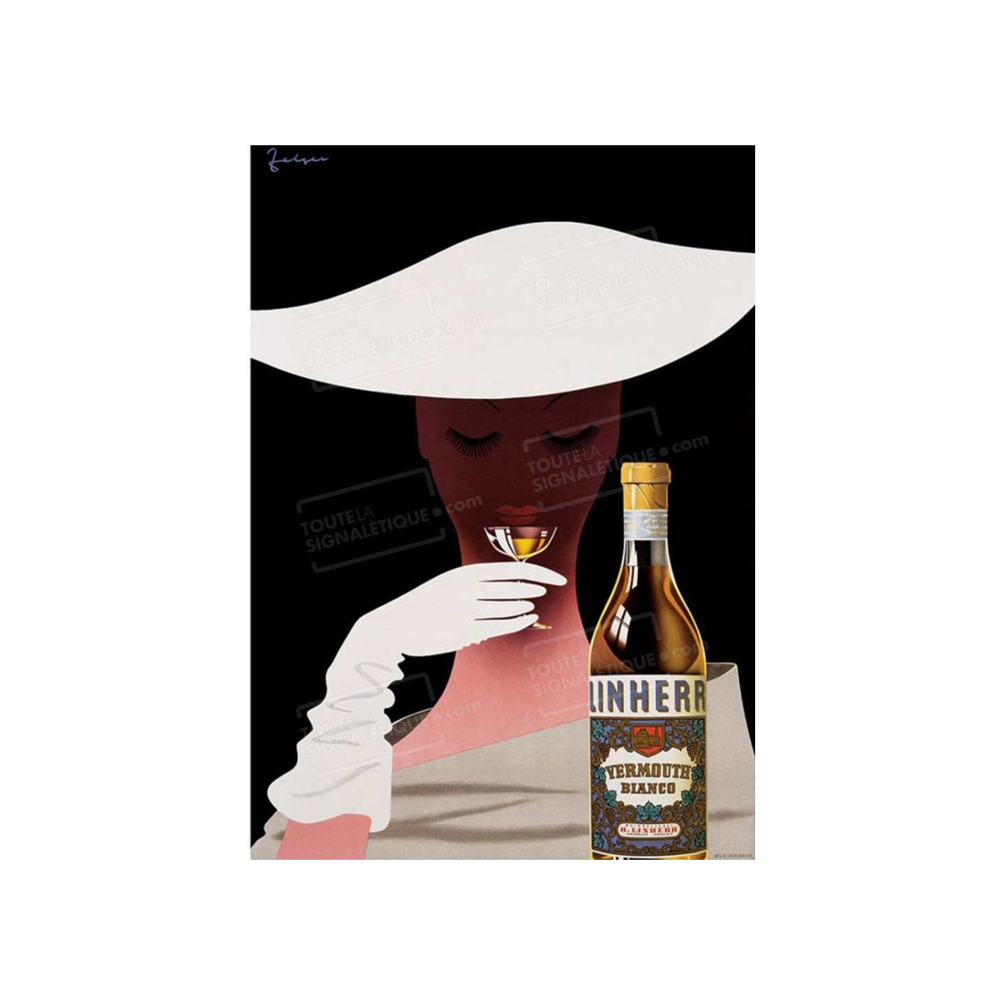 Publicité Vintage  "Linherr Vermouth Blanco" sur plaque alu