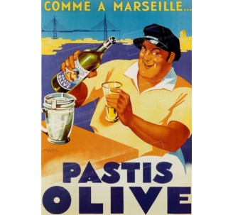 Publicité Vintage "Pastis Olive" sur plaque alu
