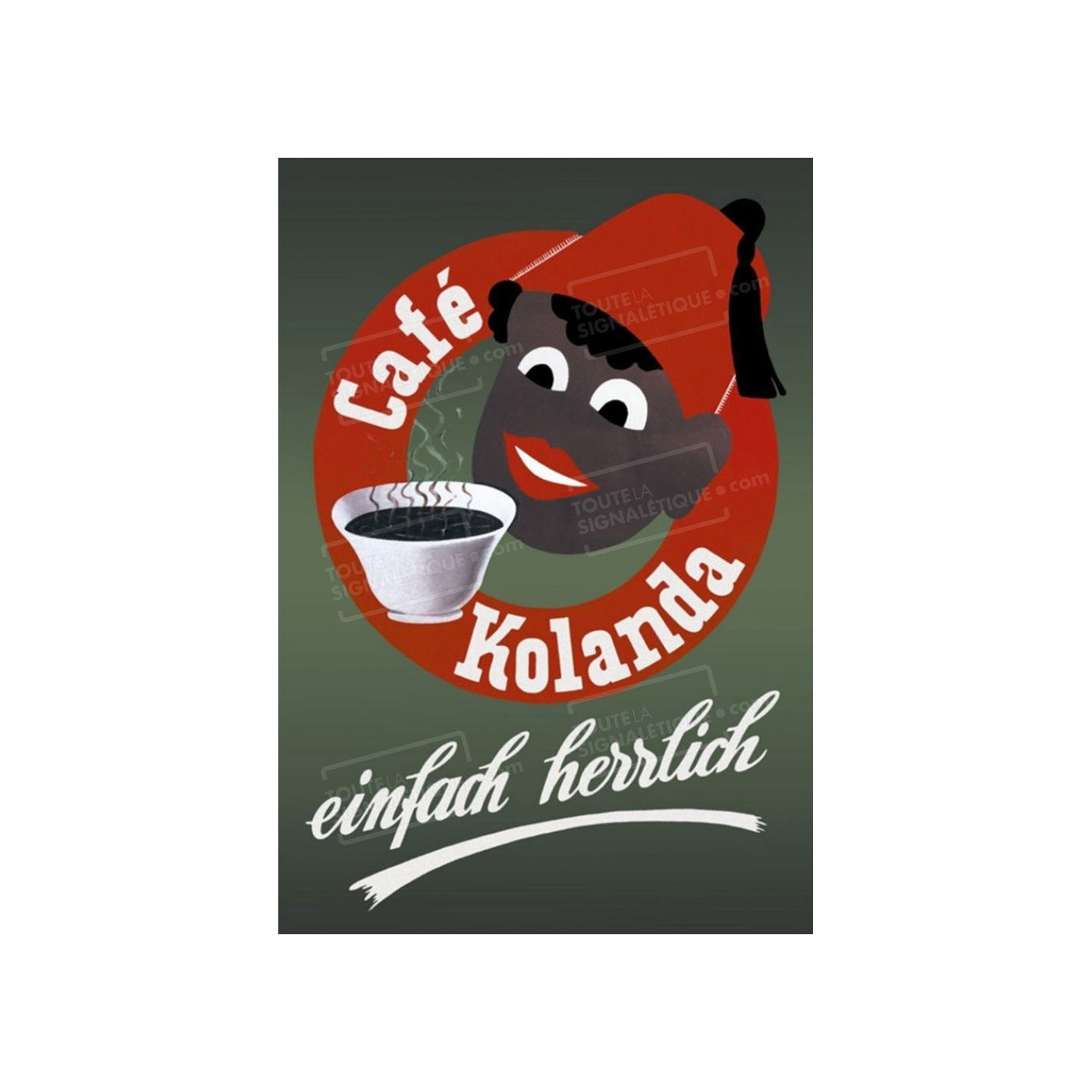 Publicité Vintage  "Café Kolanda" sur plaque alu