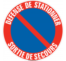 Panneau de sécurité Défense de stationner, Sortie de secours