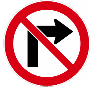 Panneau Interdiction de tourner à droite