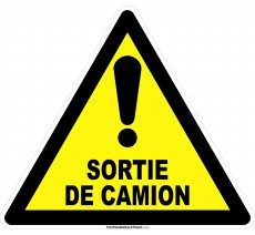 Panneau Danger, sortie de camion , forme triangulaire