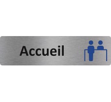 Plaque de porte Accueil alu bleu