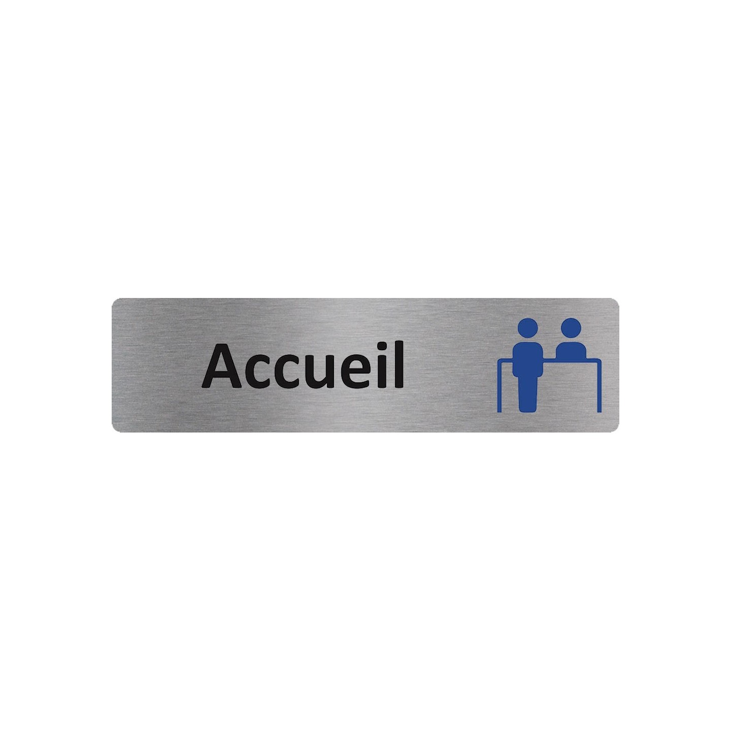 Plaque de porte Accueil alu bleu