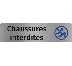 Plaque de porte standard en aluminium " Chaussures interdites "