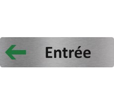 Plaque de porte standard en aluminium " Entrée à gauche "