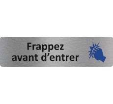 Plaque de porte économique " Frappez avant d'entrer "