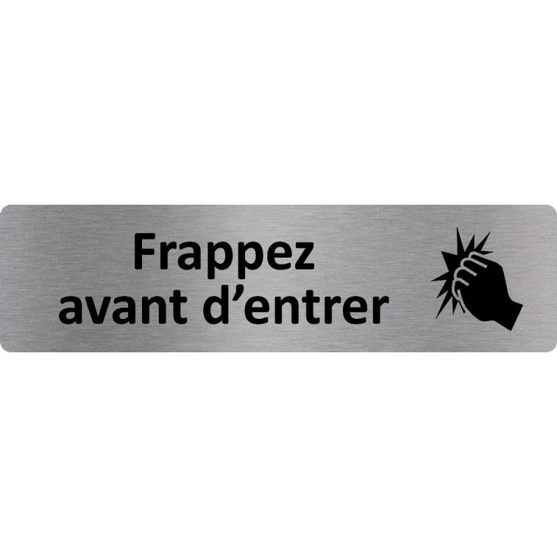 Plaque Porte Standard Format 45x170mm Frappez Avant D Entrer