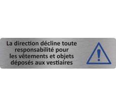 Plaque de porte économique " La direction décline toute responsabilité... "