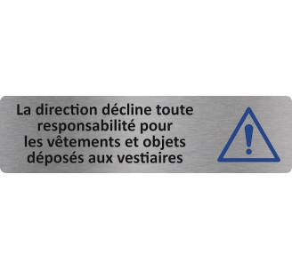 Plaque de porte économique " La direction décline toute responsabilité... "