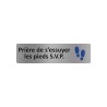 Plaque de porte économique " Prière de s'essuyer les pieds svp "