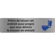 Plaque de porte économique " Prière de laisser cet endroit aussi propre... "