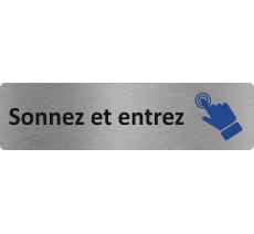 Plaque de porte standard en aluminium " Sonnez et entrez "