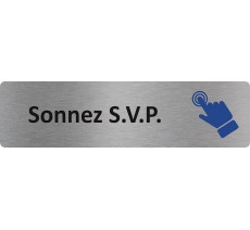 Plaque de porte standard en alu " Sonnez svp "