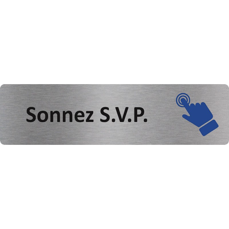 Plaque de porte Sonnez PvcSign avec double face adhésif AUA SIGNALETIQUE 