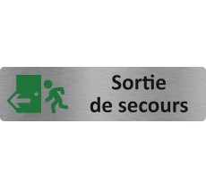 Plaque de porte économique " Sortie de secours à gauche "