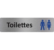 Plaque de porte standard en aluminium " Toilettes mixtes "