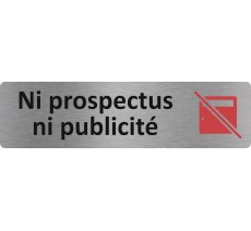 Plaque de porte standard en aluminium " Ni prospectus, ni publicité "
