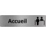 Plaque porte Accueil alu logo noir