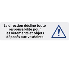 Plaque de porte économique " La direction décline toute responsabilité... "