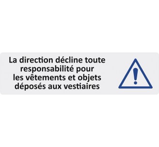 Plaque de porte économique " La direction décline toute responsabilité... "