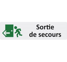 Plaque de porte économique " Sortie de secours à gauche "