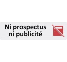 Plaque de porte standard en plexiglass " Ni prospectus, ni publicité "