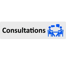 Plaque de porte standard en plexiglass " Consultations "