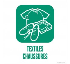 Panneau de déchetterie conforme aux normes "Textiles-Chaussures"