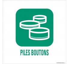 Panneau de déchetterie conforme aux normes "Piles boutons"