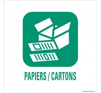 Panneau de déchetterie conforme aux normes "Papiers/Cartons"