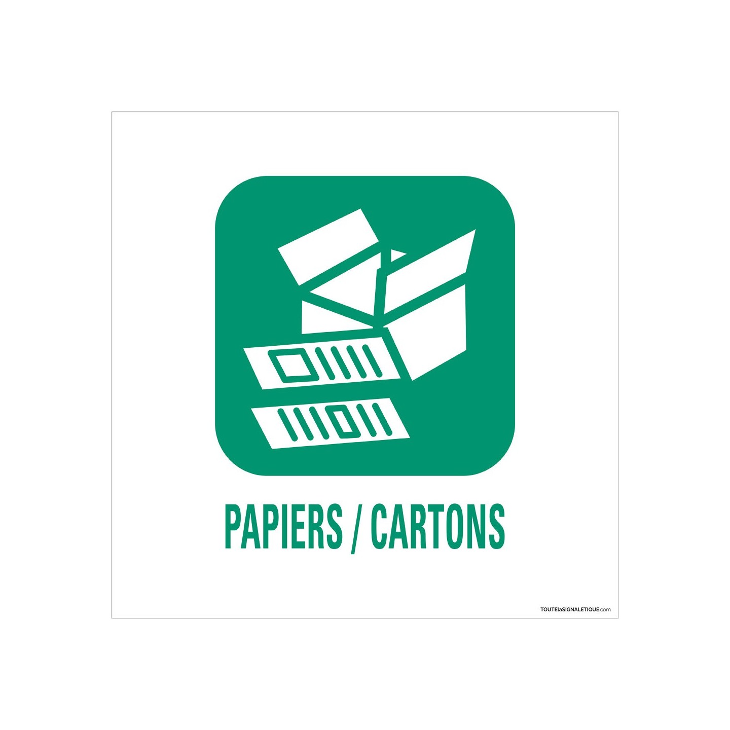 Panneau de déchetterie Papiers/Cartons en aluminium