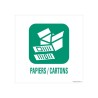 Panneau de déchetterie Papiers/Cartons en aluminium