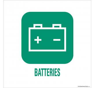 Panneau de déchetterie conforme aux normes "Batteries"